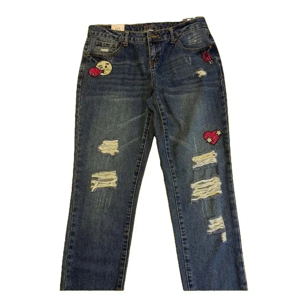 NWT CANDIES Distressed Patched Whimsigoth Jeans Patched Grungewear 9-W32”/L27.5